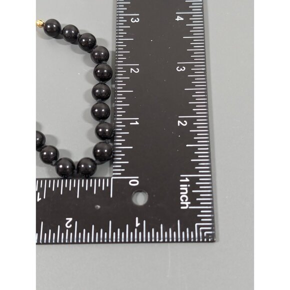 Vintage Black Glass Round 8mm Bead Knotted Bracelet Classic Retro 7 inches - Picture 11 of 11